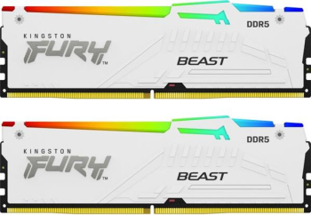 Kingston FURY Beast RGB weiß/Kit/32GB/DDR5-5200/CL36-40-40/on-die ECC